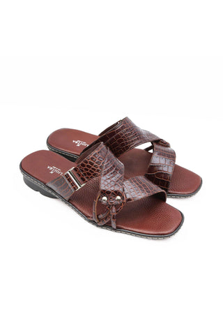 Artioli Elba Crocodile Print Leather Slip-On Sandal (ART1143)-AmbrogioShoes