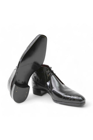 Artioli Enea Men's Handmade Italian Shoes Exotic Crocodile / Calf-Skin Leather Derby Boots (ART1038)