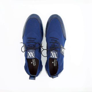 Artioli Lamar Fabric / Crocodile-Skin Sneaker (ART1130)-AmbrogioShoes