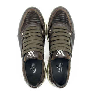 Artioli Lebron Men's Shoes Lizard / Suede / Calf-Skin Leather Casual Sneaker (ART1116)-AmbrogioShoes