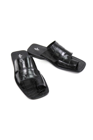 Artioli Pantelleria Alligator Embossed Leather Slip-On Sandal (ART1141)