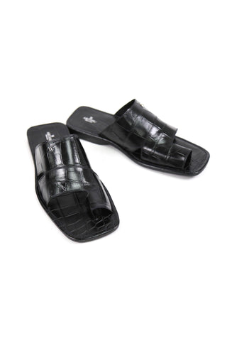 Artioli Pantelleria Alligator Print Leather Slip-On Sandal (ART1141)-AmbrogioShoes