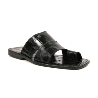 Artioli Pantelleria Men's Shoes Alligator Print Leather Slip-On Sandal (ART1141)-AmbrogioShoes