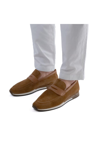 Artioli Salina Suede & Calf-Skin Leather Penny Loafer (ART1191)-AmbrogioShoes