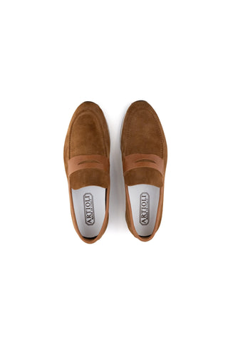 Artioli Salina Suede & Leather Penny Loafer (ART1191)-Dellamoda