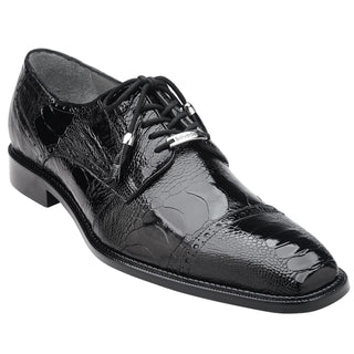 Belvedere Mens Batta Black Genuine Ostrich Oxfords 14006-BLK-AmbrogioShoes