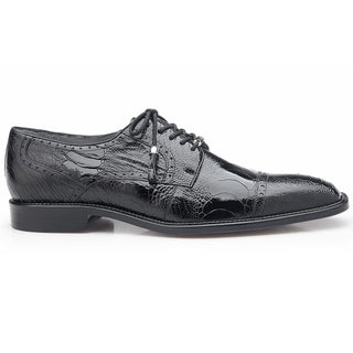 Belvedere Mens Batta Black Genuine Ostrich Oxfords 14006-BLK-AmbrogioShoes