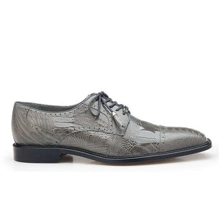 Belvedere Mens Gray Genuine Ostrich Cap Toe Oxfords 14006 (BV2117)-AmbrogioShoes