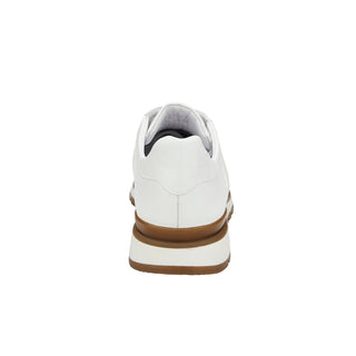 Belvedere Blake 33629 Shoes Men's White Exotic Genuine Ostrich / Calf-Skin Leather Casual Sneakers (BV3165)-AmbrogioShoes