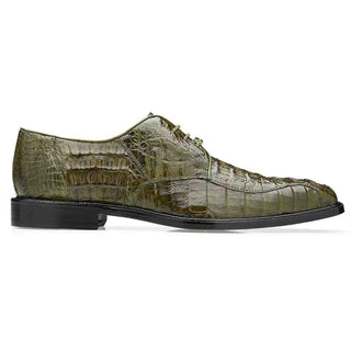 Belvedere Chapo Shoes Men's Olive Green Genuine Hornback Crocodile Oxfords 1465 (CHAPO-OLIVE)-AmbrogioShoes