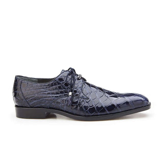 Belvedere Shoes Men's Lago Navy Genuine Alligator Oxfords 14010 (BV2319)-AmbrogioShoes