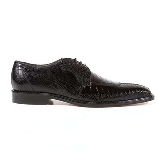 Belvedere Shoes Mens Siena Ostrich Black Oxfords (BVS1002)-AmbrogioShoes