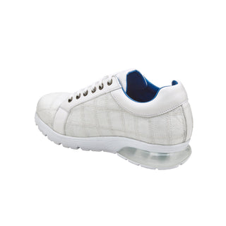 Belvedere Magnus E21 Shoes Men's White Exotic Ostrich Patchwork Casual Sneakers (BV3163)-AmbrogioShoes