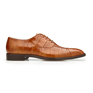 Belvedere Mare 2P7 Shoes Men's Camel Genuine Ostrich &amp; Eel Split-Toe Oxfords (BV2027)-AmbrogioShoes