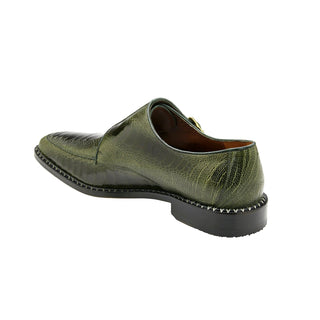 Belvedere Valiente 02442 Men's Shoes Antique Forest Green Exotic Genuine Ostrich Double Monk-Straps Loafers (BV3151)-AmbrogioShoes