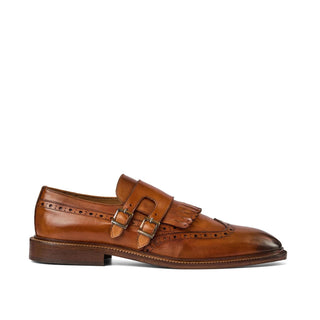 Bruno Magli Ancona Men's Shoes Calf-Skin Leather Kiltie Wing-Tip Double Monk-Strap (BM1091)-AmbrogioShoes