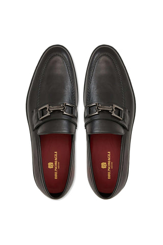 Bruno Magli Prato Calf-Skin Leather Horse-Bit Sneaker (BM1002)-AmbrogioShoes