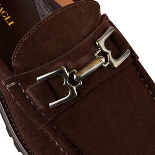 Bruno Magli Rocky Men's Shoes Suede Leather Horse-Bit Loafers (BM1008)-AmbrogioShoes