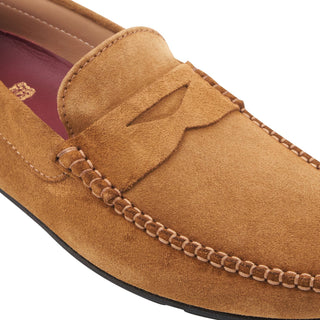 Bruno Magli Taranto Men's Shoes Suede Leather Moccasin Penny Driver (BM1067)-AmbrogioShoes