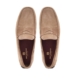 Bruno Magli Taranto Men's Shoes Suede Leather Moccasin Penny Driver (BM1067)-AmbrogioShoes