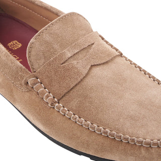 Bruno Magli Taranto Men's Shoes Suede Leather Moccasin Penny Driver (BM1067)-AmbrogioShoes
