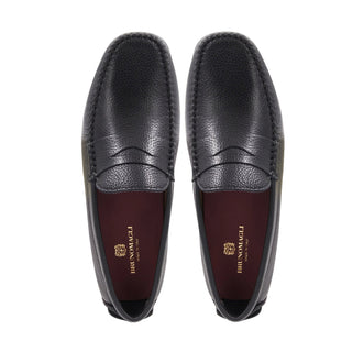 Bruno Magli Taranto Men's Shoes Tumbled Calf-Skin Leather Moccasin Penny Driver (BM1068)-AmbrogioShoes