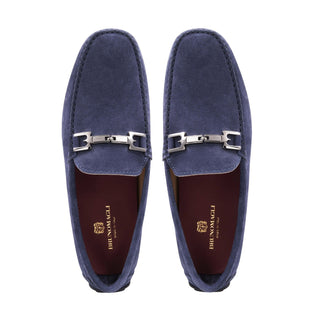 Bruno Magli Taso Men's Shoes Suede Leather Horse-Bit Moccasin Driver (BM1066)-AmbrogioShoes