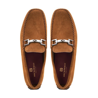 Bruno Magli Taso Men's Shoes Suede Leather Horse-Bit Moccasin Driver (BM1066)-AmbrogioShoes