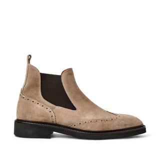 Bruno Magli Vespa Men's Shoes Suede Leather Slip-On Wing-Tip Chelsea Boot (BM1054)-AmbrogioShoes