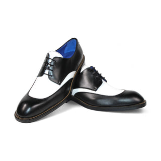 Emilio Franco Cosimo Men's Shoes Black/White Calf-Skin Leather Oxfords (EF1157)