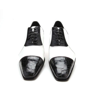 Caporicci 201 Men's Shoes Exotic Alligator Skin Cap-Toe Oxfords (CAP1026)-AmbrogioShoes