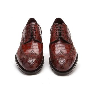 Caporicci 3318 Men's Shoes Exotic Alligator Skin Wing-Tip Derby (CAP1114)-AmbrogioShoes