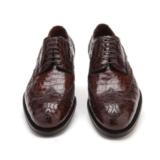 Caporicci 3318 Men's Shoes Exotic Alligator Skin Wing-Tip Derby (CAP1114)-AmbrogioShoes
