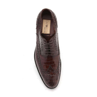 Caporicci 3318 Men's Shoes Exotic Alligator Skin Wing-Tip Derby (CAP1114)-AmbrogioShoes