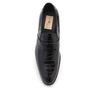 Caporicci Men's Luxury Italian Shoes 3321 Alligator Black Loafers (CAP1117)-AmbrogioShoes