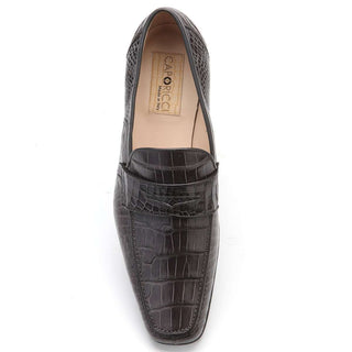 Caporicci Men's Luxury Italian Shoes Grey Alligator Loafers ART9961 (CAP1020)-AmbrogioShoes