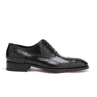 Caporicci Men's Luxury Italian Designer Shoes Black Alligator Oxfords 1102 (CAP1011)-AmbrogioShoes