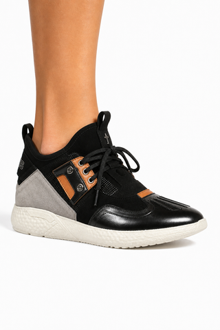 Cesare Paciotti 4US Bac Cuoio black luxury Italian men's sneakers in calf leather and suede.