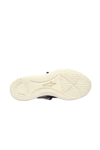 Sole of Cesare Paciotti 4US luxury Italian men's sneakers in navy white, showing logo and detail.