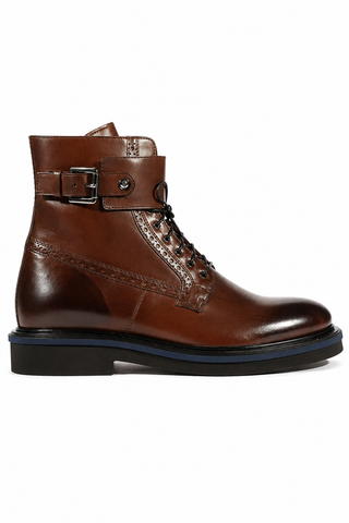 Cesare Paciotti italian leather men's boots in brown with buckle detail and foam sole, style CPM5400.