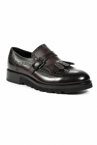 Cesare Paciotti black Italian leather men's loafers in two-tone Tamponato style CPM5477
