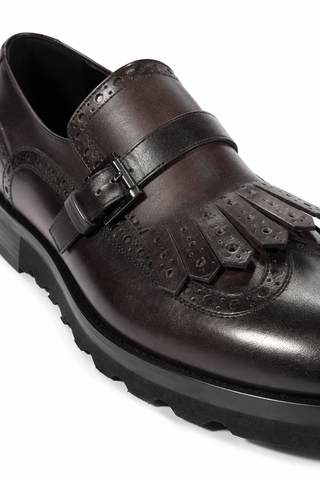 Cesare Paciotti Italian leather men's loafers in black calf leather with two-tone design, featuring stylish and bold detailing.
