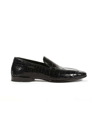 Cesare Paciotti Luxury Italian Men's Loafers Croc Embossed Cocco Lux Navy Designer Shoes (CPM5449)-AmbrogioShoes