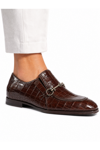 Cesare Paciotti Luxury Italian Men's Designer Shoes Cocco Lux T Moro Brown Loafers (CPM5003)