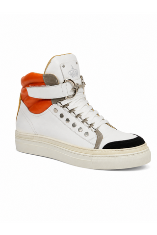 Cesare Paciotti Luxury Italian Men's Designer Shoes Cam Black Dan Bianco White Leather Sneakers (CPM3116)-AmbrogioShoes