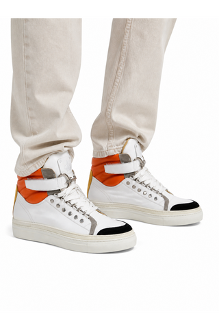 Cesare Paciotti Luxury Italian Men's Designer Shoes Cam Black Dan Bianco White Leather Sneakers (CPM3116)-AmbrogioShoes
