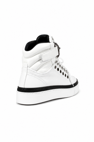Cesare Paciotti Luxury Italian Men's Designer Shoes Dan Bianco Dakar Black / White Leather Sneakers (CPM3032)-AmbrogioShoes