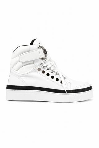 Cesare Paciotti Luxury Italian Men's Designer Shoes Dan Bianco Dakar Black / White Leather Sneakers (CPM3032)-AmbrogioShoes