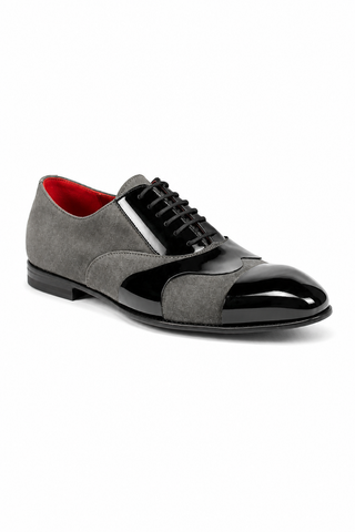 Cesare Paciotti Luxury Italian Men's Designer Shoes Kid Suede Antracite Suede / Plastic Oxfords (CPM2574)