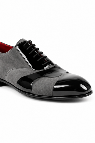 Cesare Paciotti Luxury Italian Men's Designer Shoes Kid Suede Antracite Suede / Plastic Oxfords (CPM2574)